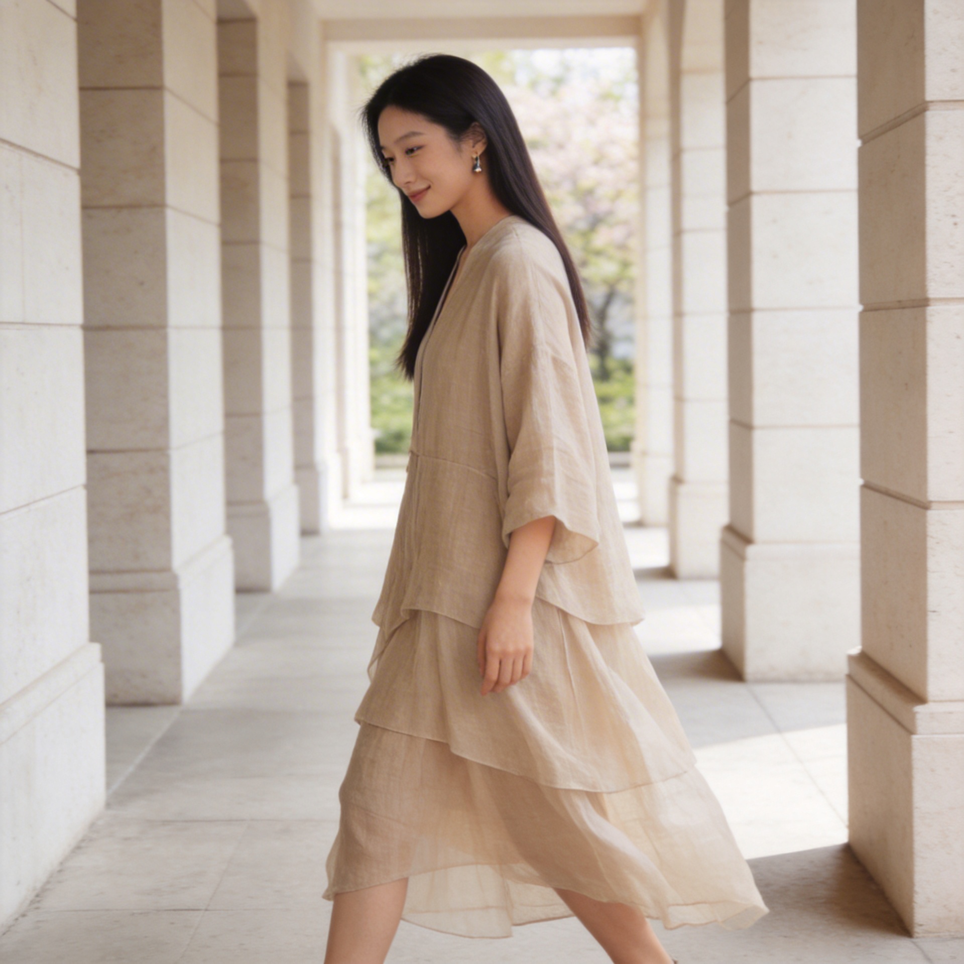 Sand Layered Dress view 2